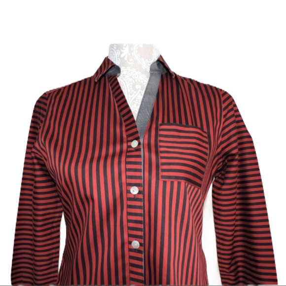 Foxcroft Red Black Button Down Shirt Non Iron 2P - Picture 2 of 8